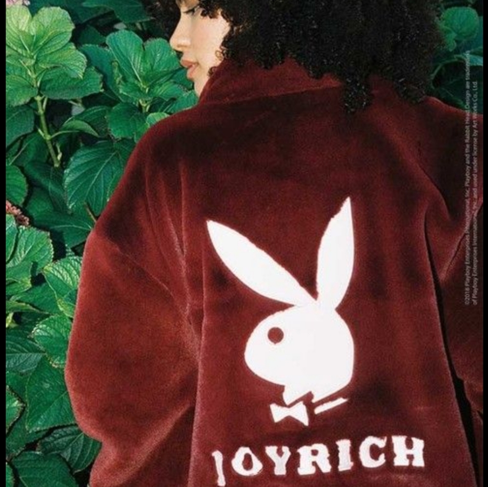 Joyrich Playboy Maroon&White Fur Jacket